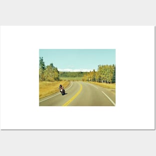 Motorcycle road trip journey in Turner Valley, Alberta, Canada. Posters and Art